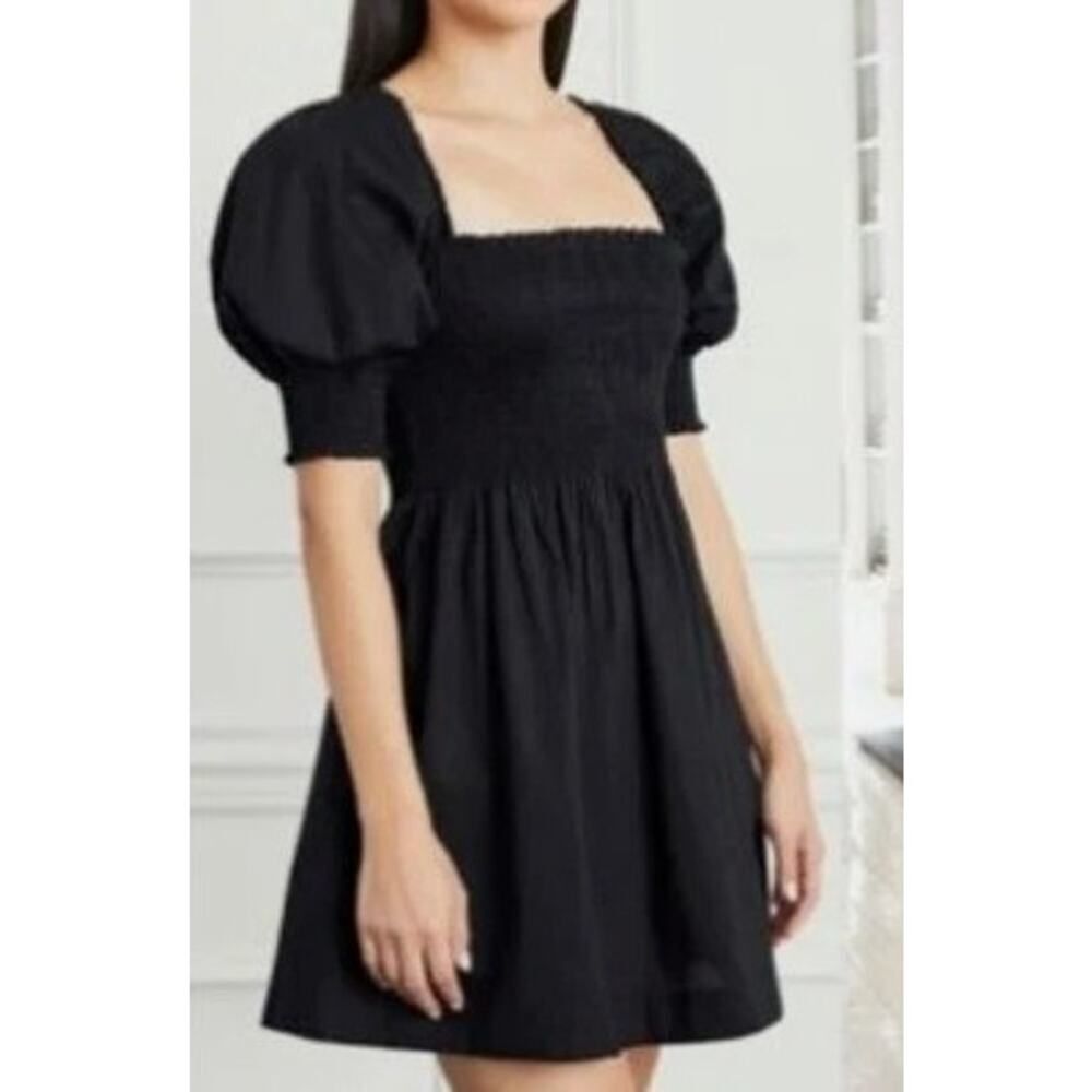 Hill House Athena Swiss Dot Black Mini Dress Women's Sz. XS